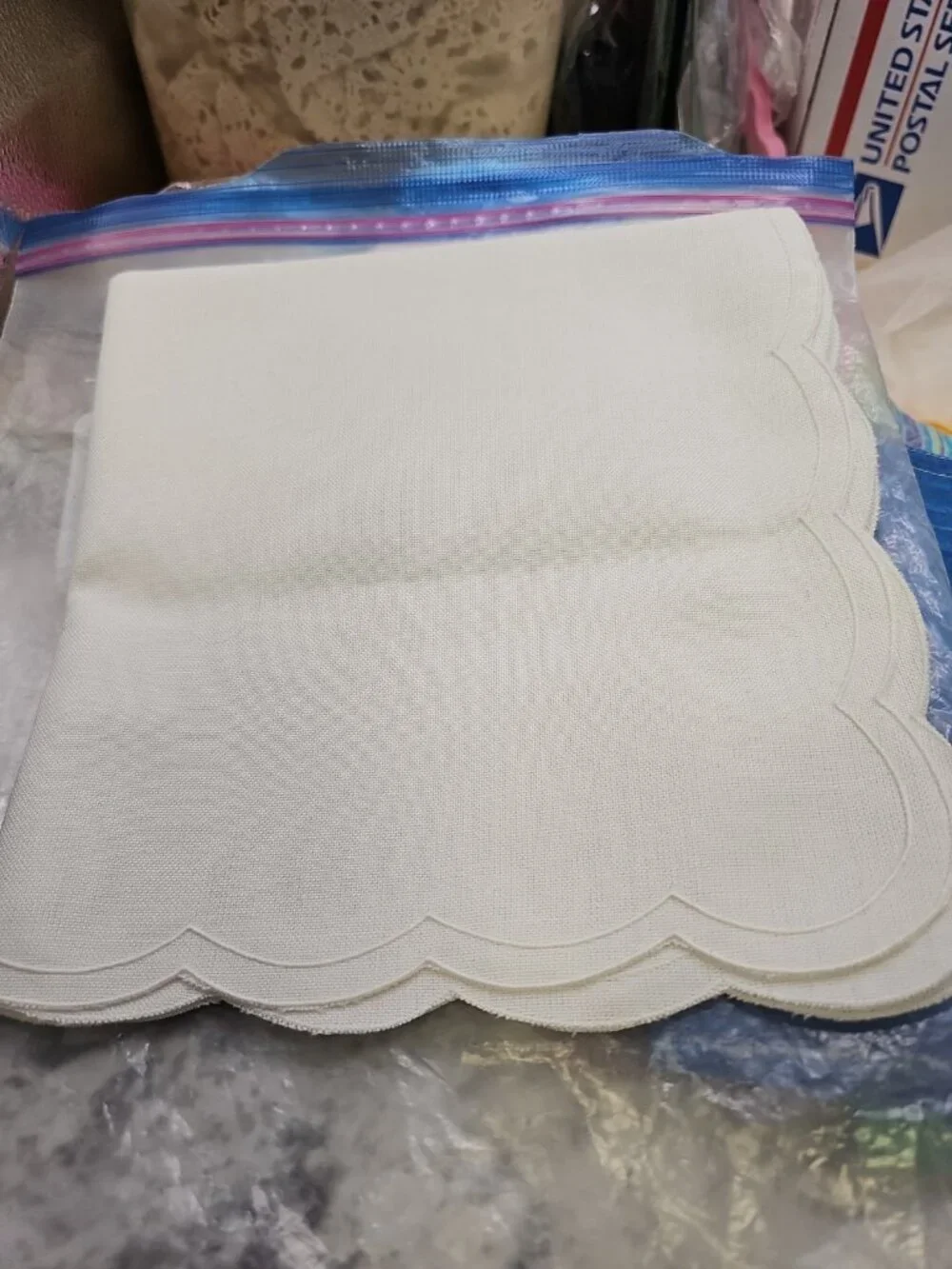 Placemats Lot Of 4 White/blue/ Green/ Purple/ Auqa Woven Plaid/ Lottery Barn